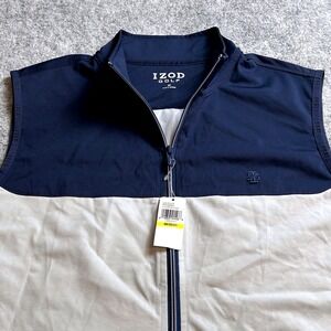 NWT‎ IZOD Golf Vest Mens M Harbor Mist Gray Hydrashield Full Zip Sleeveless